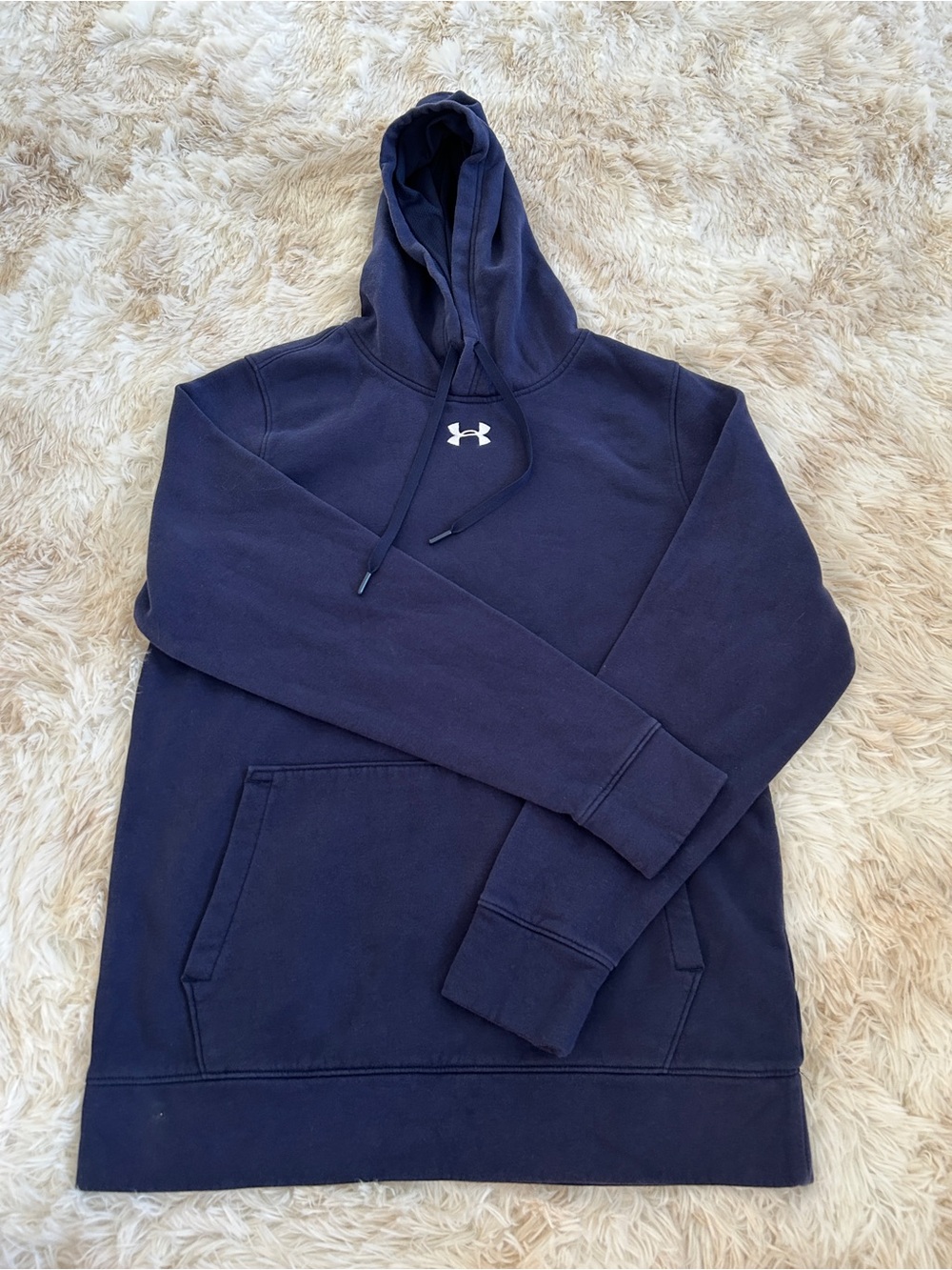 Under Armour Navy Pullover Hoodie with White Logo